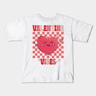 Groovy Valentine Vibes Valentines Day Kids T-Shirt